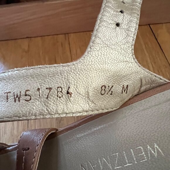 Stuart Weitzman Size 8.5 Brown Leather Strappy Slingback Wedge Heel Sandals - Picture 9 of 16